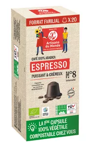 Image produit Capsules espresso bio - 100g x20 capsules Honduras Mexique sur Shopetic