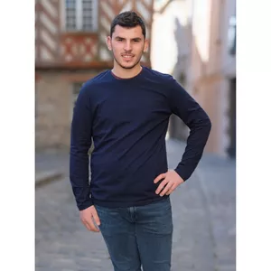 Image produit T-shirt manches longues hommes en coton BIO - Bleu marine sur Shopetic