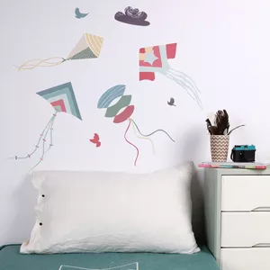 Image produit Sticker mural cerfs-volants bleu sur Shopetic