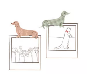 Image produit Sticker mural mini chiens saucisses sur Shopetic