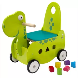 Image produit Chariot de marche en bois 3 en 1 Dinosaure Dino  - Chariot de marche en bois sur Shopetic