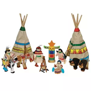 Image produit Jouet en bois Set Tipis (maisons) de Poupées Camp Indiens 14 pièces sur Shopetic