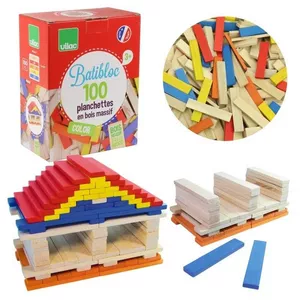Image produit Jeu de construction Batibloc 100 planchettes bois colorées - Jouets en bois sur Shopetic