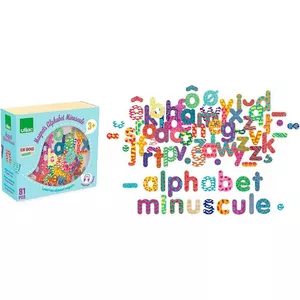 Image produit Set 81 Magnets Lettres en bois 'Alphabet Minuscule' - Jouets en bois sur Shopetic