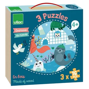 Image produit Coffret 3 puzzles Animaux du monde - Puzzle en bois sur Shopetic