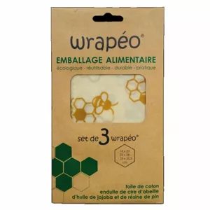 Image produit Set 3 Beewrap emballage alimentaire en cire d’abeille Alvéole - Emballage éco-responsable sur Shopetic
