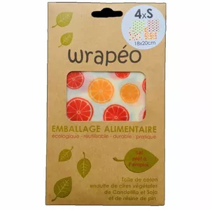 Image produit Sets 4 Beewraps emballages alimentaires S en cire végétale Décor Fruits /Légumes  - Emballage éco-responsable sur Shopetic