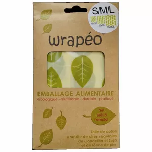 Image produit Set de 3 Beewrap emballages alimentaires S-L-M en cire végétale Décor Feuilles  - Emballage éco-responsable sur Shopetic