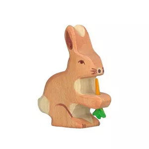 Image produit Figurine en bois le lapin et sa carotte Animaux de la ferme - Jouets en bois sur Shopetic