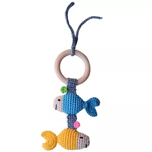 Image produit Hochet au Crochet Coton Bio & Anneau de dentition pour poussette Poisson Bleu-Jaune- Hochets bébé Bio sur Shopetic