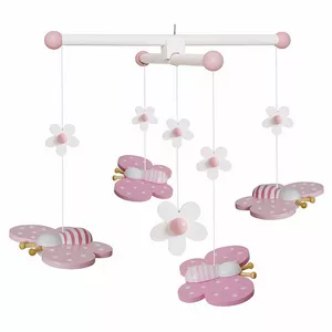 Image produit Mobile en bois Papillon Rose - Décoration Chambre Bébé & Mobiles sur Shopetic