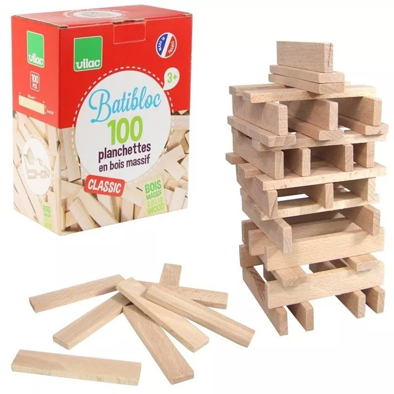 Jeu de construction en bois 100 blocs