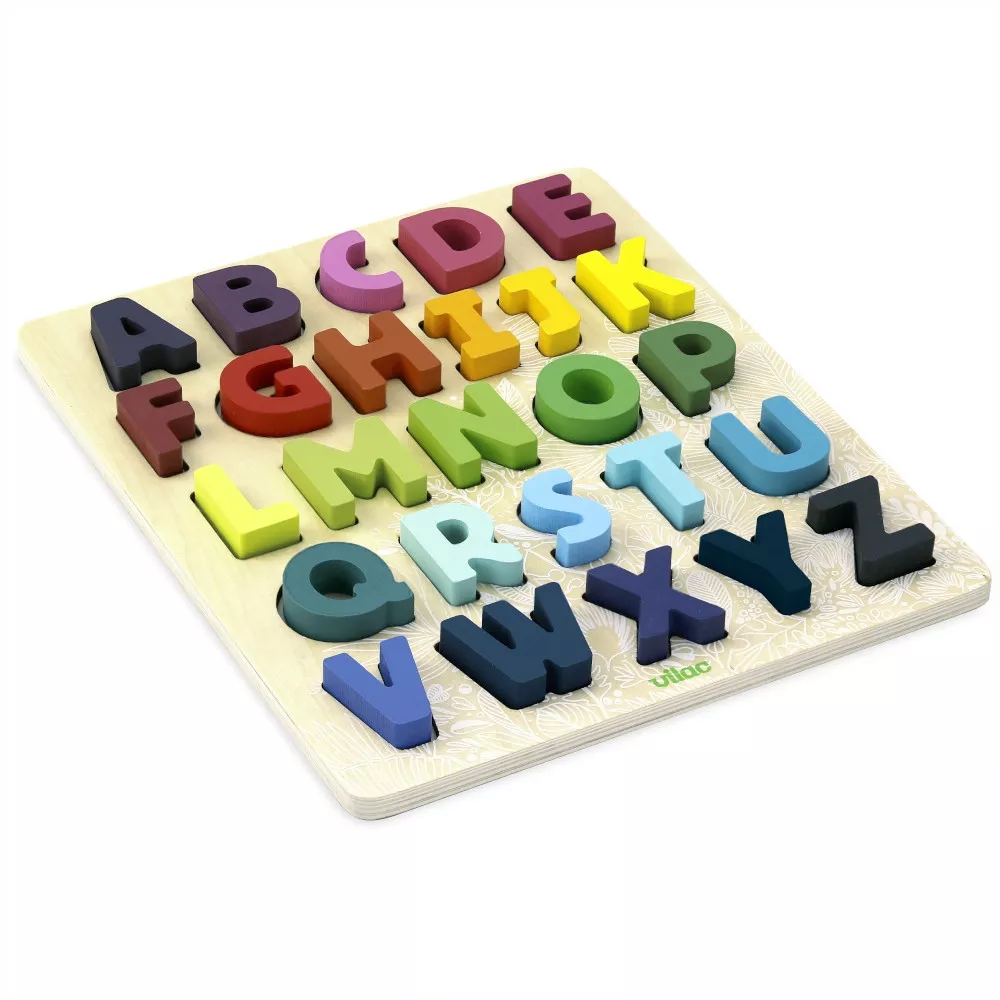 Magnets Alphabet Majuscule : 56 pièces en bois - Jeux et jouets en bois -  Jouets enfant - Enfants, jouets et jeux