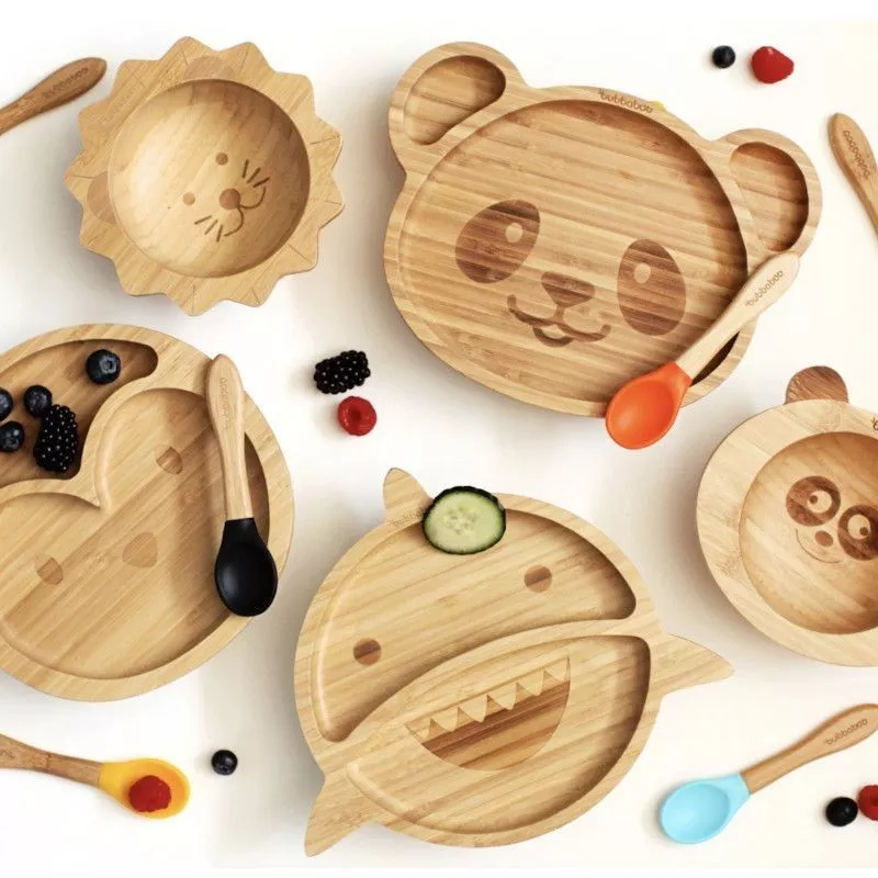 Set de repas bébé Panda en bambou et silicone ( bol + cuillère