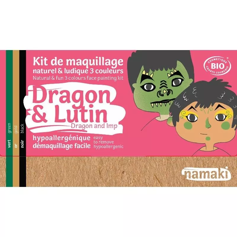 Mini Coffret Maquillage Bio '3 couleurs Dragon & Lutin - Maquillage enfant  - Namaki