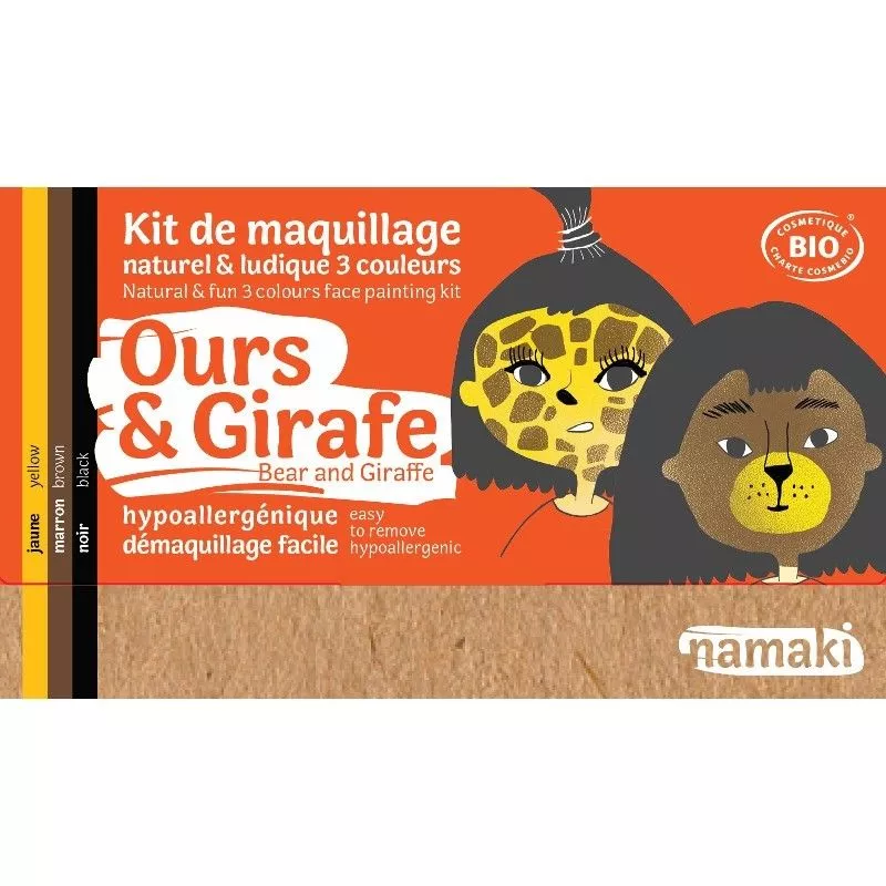 Maquillage Bio '3 couleurs Girafe & Ours - Maquillage enfant - Namaki