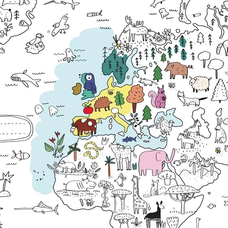 Poster Mappemonde à colorier Connaître le monde dans une manière créative!  - Cdiscount Maison